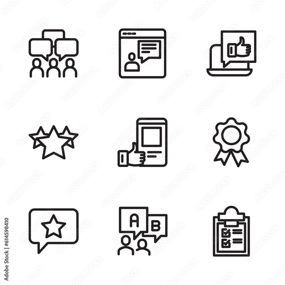 set icon line feedback, rating. vector illustration set icon line feedback, rating. vector illustration