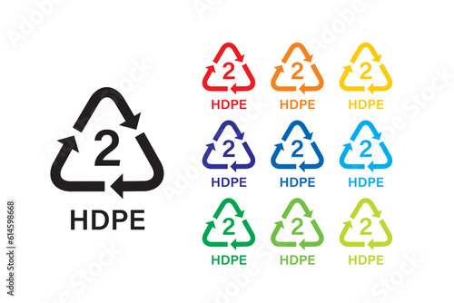Plastic recycling symbol HDPE 2 vector icon. Plastic recycling code HDPE 2.