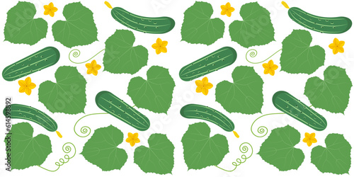 Cucumbers on a white background. Vector seamless pattern.