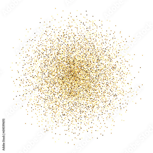 Golden confetti pale. Glowing dotted glitter background. Simple gold dots round heap. Sparkling halftone texture. Christmas decoration  for invitation, banner. Vector