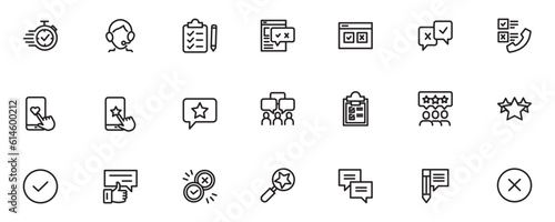 set icon line feedback and rating, rank, vector illustration
