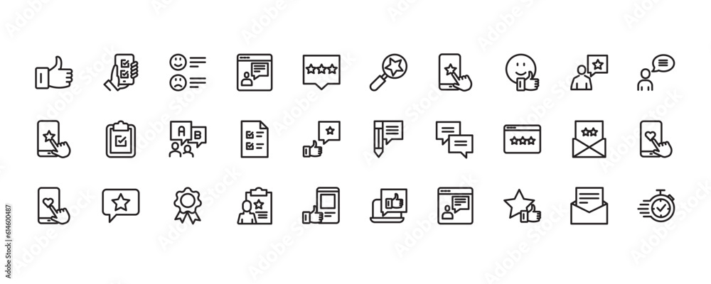 set icon line feedback and rating, rank, vector illustration set icon line feedback and rating, rank, vector illustration