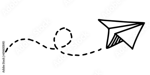 Doodle sketch style of paper plane icon vector illustration for concept design.