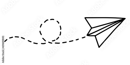 Doodle sketch style of paper plane icon vector illustration for concept design.