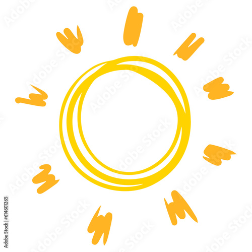 Doodle sketch style of sun cartoon hand drawn illustration for concept design.