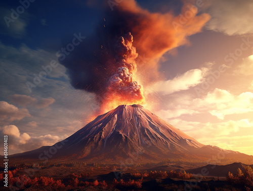 A Big Volcano Eruption AI Photography © vectorystock