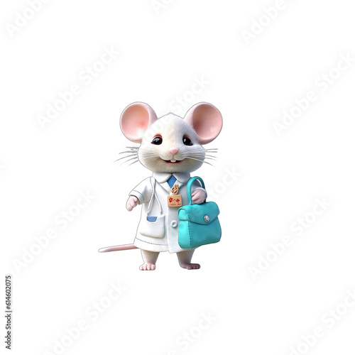 Nurse Mouse is a caring mouse wearing a nurse's uniform and holding a medical bag.