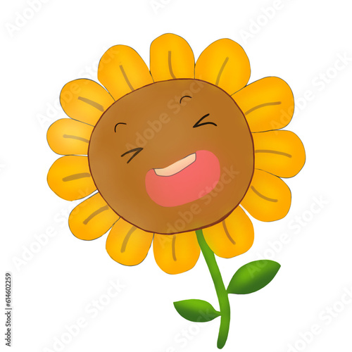 sunflower cartoon with a smile