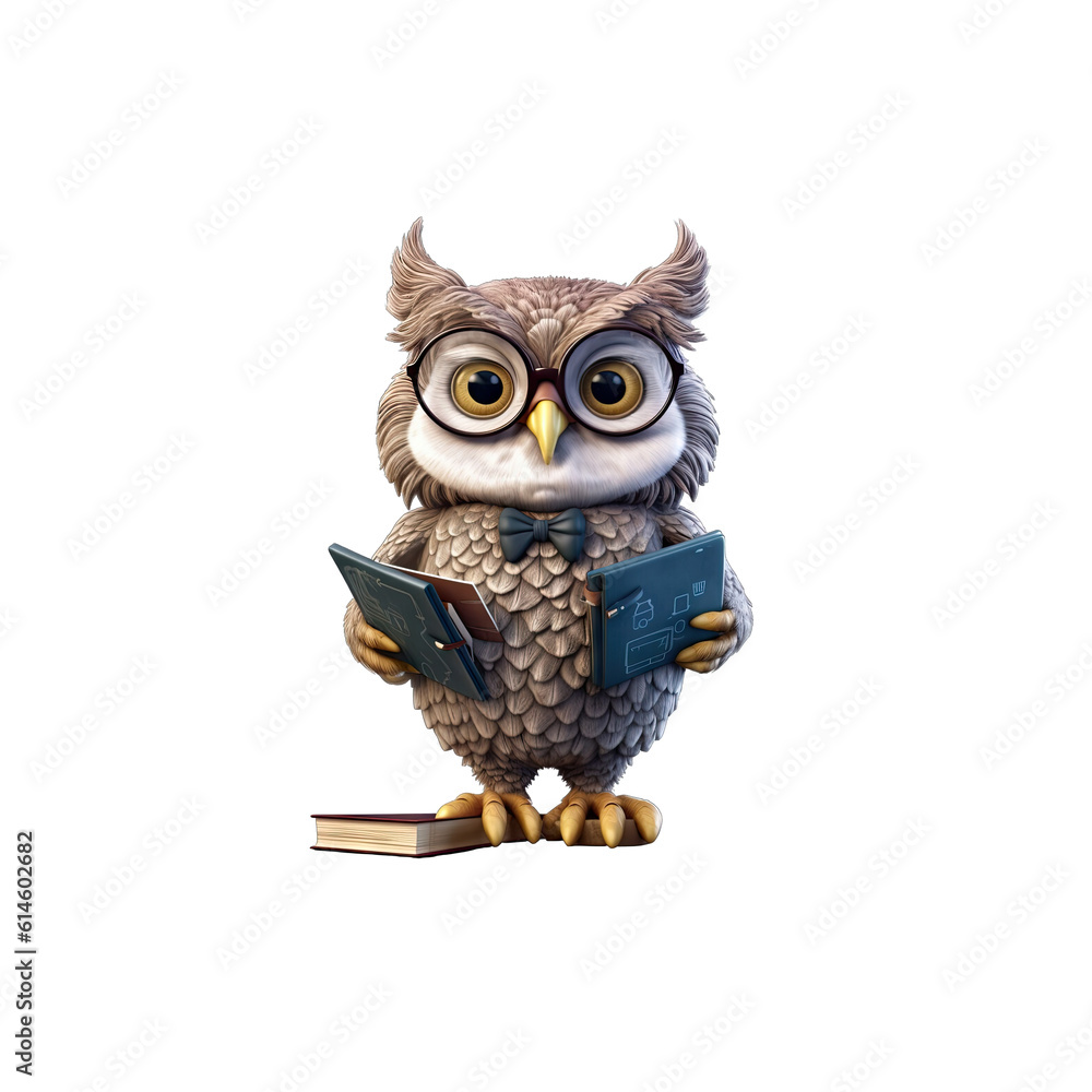 Teacher Owl is a wise owl wearing glasses and holding a book. Teacher Owl is a wise owl wearing glasses and holding a book.