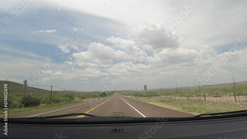 Timelapse view of driving on the highway in West Texas, Big Bend Region, Hyperlapse photo