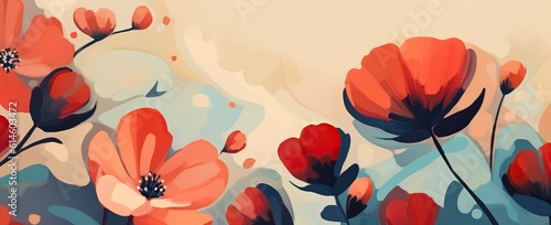 some red flowers on beige background