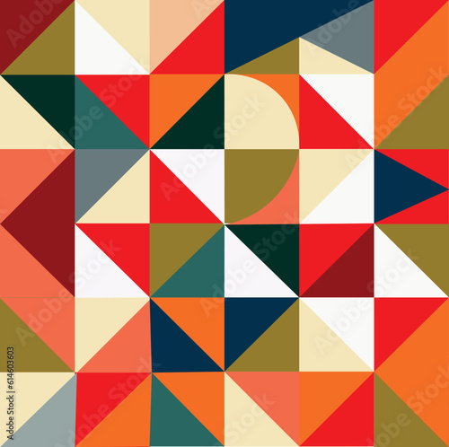 Colorful neo geometric poster. Grid with color geometric shapes. Modern abstract promotion flyer background vector illustration set. Geometric template poster, flyer neo pattern