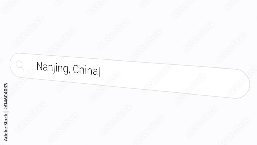 Typing Nanjing, China In Search Field. Capital Of Jiangsu Province. closeup Typing Nanjing, China In Search Field. Capital Of Jiangsu Province. closeup