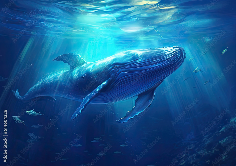Fototapeta premium Blue whale in the sea.