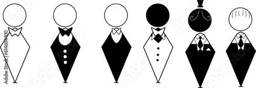 black outline groom icon vector illustration for wedding decoration card and sign