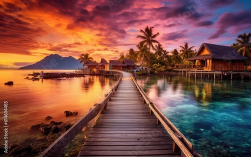 Canvas Print Incredible spectacular vista in an exotic tropical paradise resort
