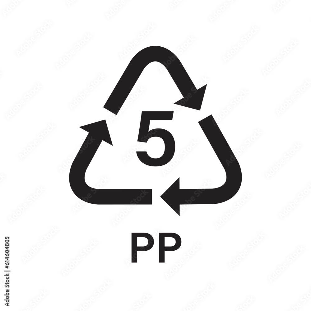 Plastic recycling symbol PP 5 vector icon. Plastic recycling code PP 5. Plastic recycling symbol PP 5 vector icon. Plastic recycling code PP 5.
