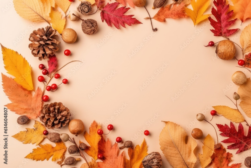 Fototapeta premium Autumn leaves border for design.
