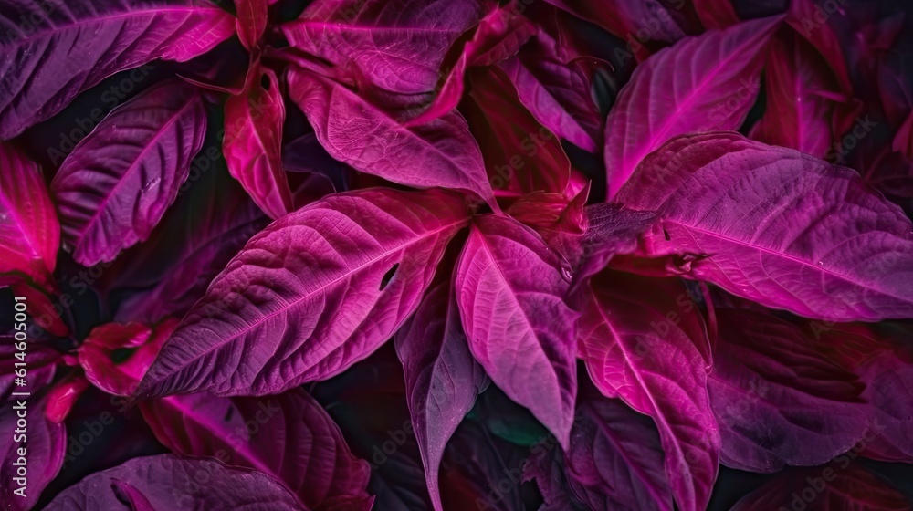 Purple and red leaves on the black background.