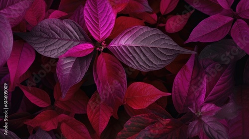 Purple and red leaves on the black background.