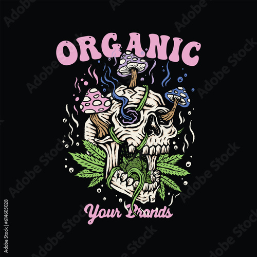 Organic skull tee graphic vectors.