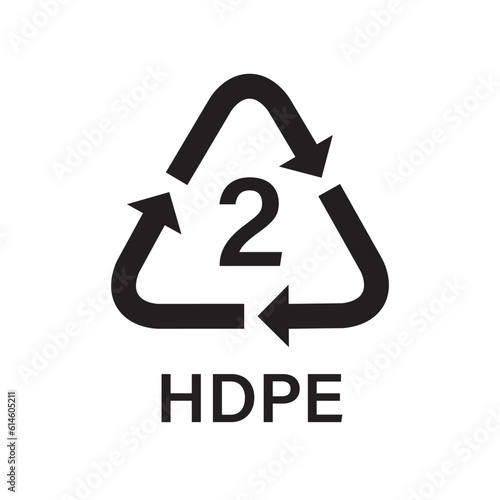 Plastic recycling symbol HDPE 2 vector icon. Plastic recycling code HDPE 2. photo