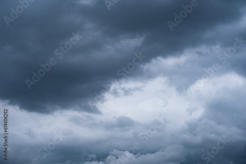 rainy season weather Overcast sky with rain clouds and storm. Strong gust of wind. Weather and environment concept.