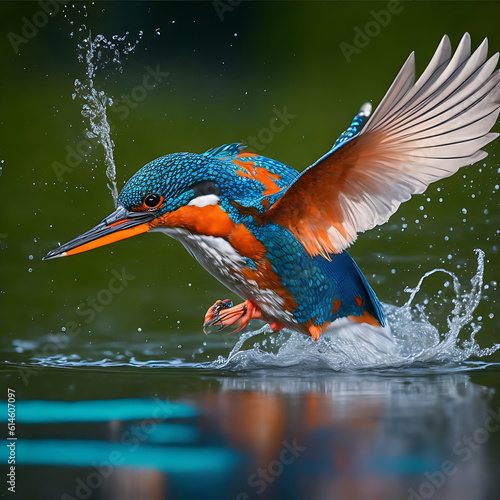 colorful bird sits on a branch in the forest.