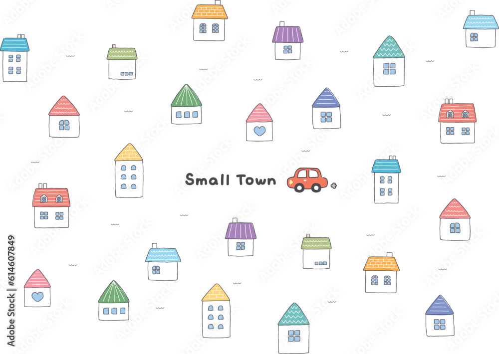 カラフルな小さい家と町