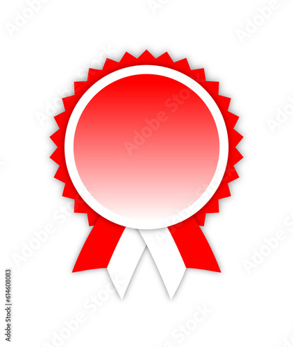 Blank medal with ribbon, red & white.