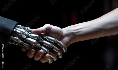 White cyborg finger about to touch human finger © STORYTELLER