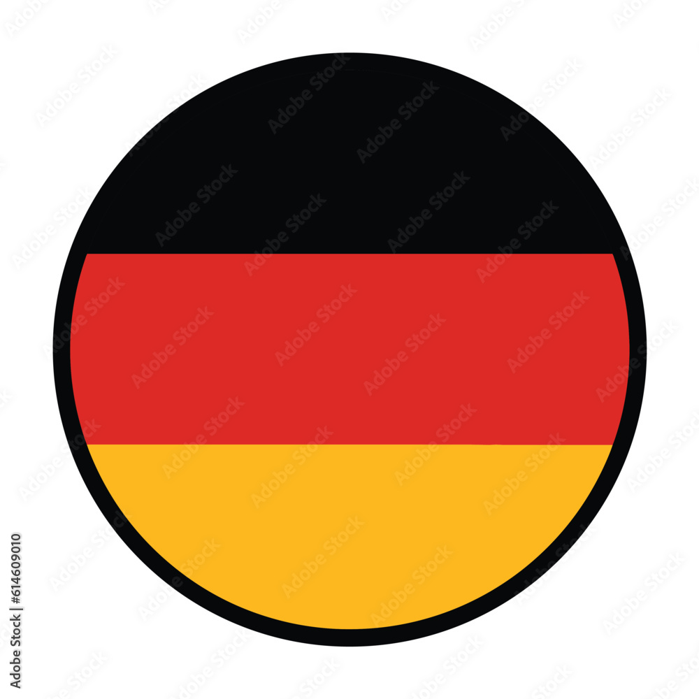 Round Germany flag, flat vector logo icon. Simple vector button flag of Germany. Round Germany flag, flat vector logo icon. Simple vector button flag of Germany.