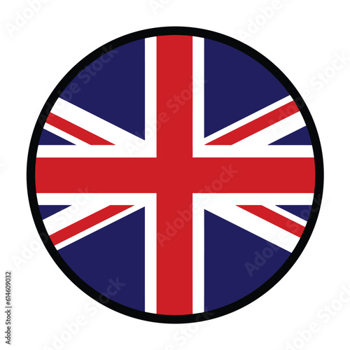 Round The United Kingdom flag, flat vector logo icon. Simple vector button flag of The United Kingdom. 