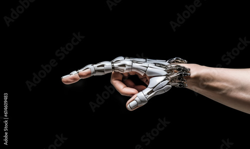 White cyborg finger about to touch human finger © STORYTELLER