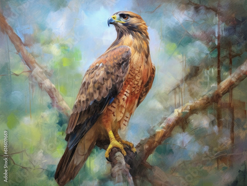 An Impressionist Painting of a Hawk   Generative AI © Nathan Hutchcraft