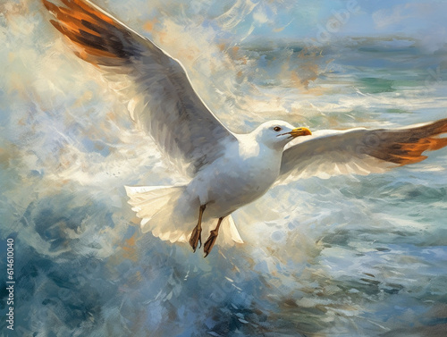 An Impressionist Painting of a Seagull   Generative AI © Nathan Hutchcraft