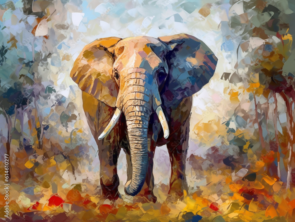 An Impressionist Painting of an Elephant | Generative AI