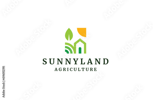 Farm agriculture logo icon design template flat vector