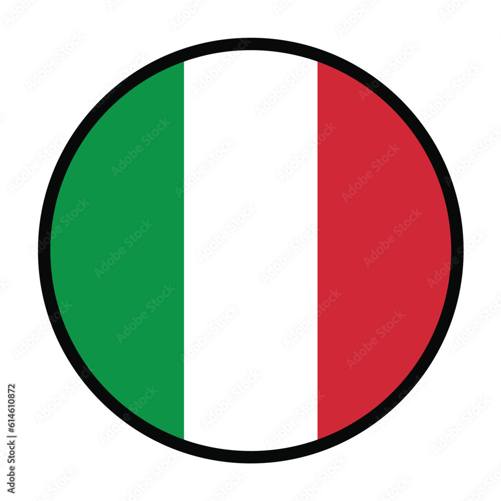 Round italy flag, flag button, badge or button. Italian national symbol. vector icon isolated Round italy flag, flag button, badge or button. Italian national symbol. vector icon isolated