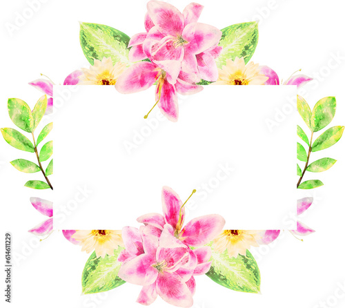Watercolor Floral and leaf, Floral Frame