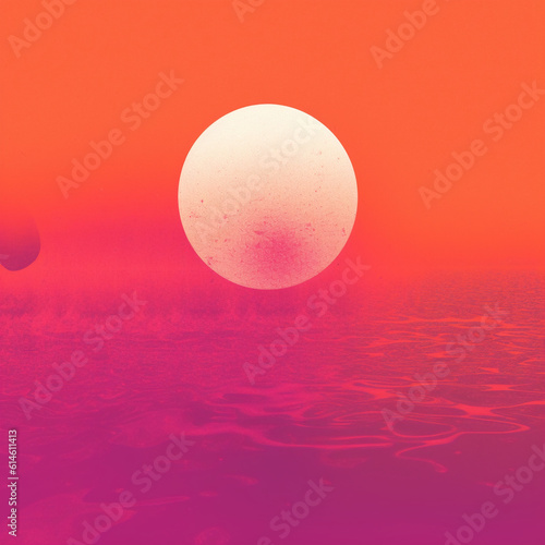 sea sunset  risographic retro album cover