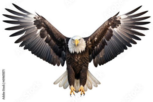 Bald Eagle Spreading Wings Isolated on Transparent Background - Generative AI
