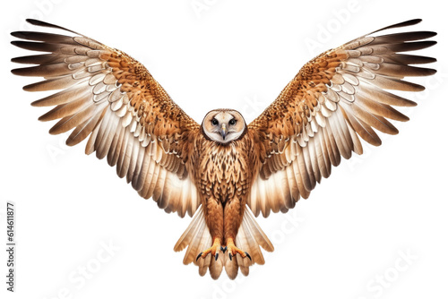 Owl Spreading Wings Isolated on Transparent Background - Generative AI 