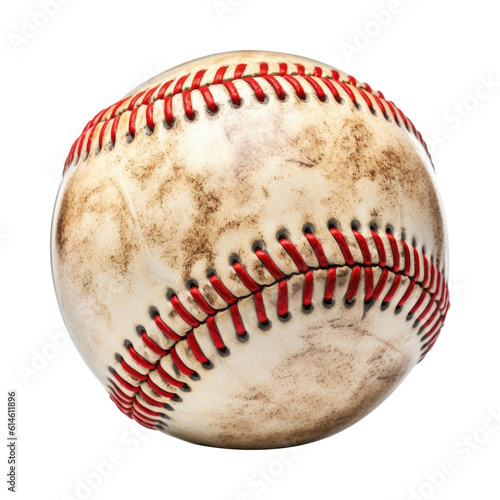 Dirty Baseball Ball Isolated on Transparent Background - Generative AI 