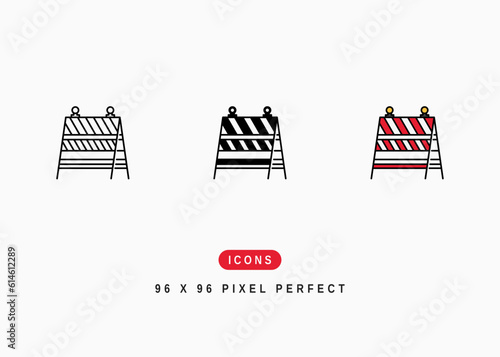 Roadblock Icon. Road Barrier Symbol Stock Illustration. Vector Line Icons For UI Web Design And Presentation
