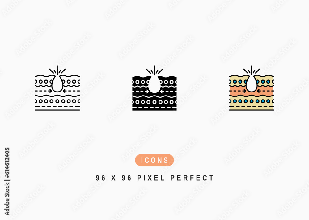 Fototapeta premium Pore Tighten Icon. Health Skin Pore Narrow Symbol Stock Illustration. Vector Line Icons For UI Web Design And Presentation
