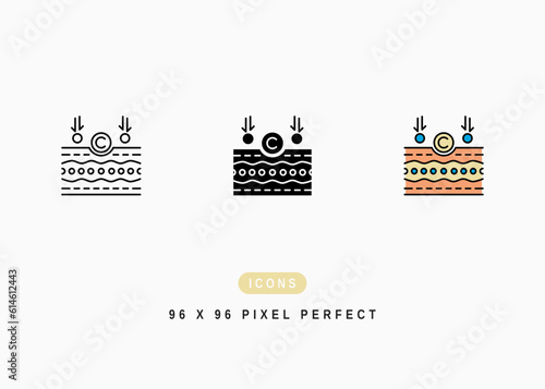 Collagen Icon. Anti Aging Repair Serum Symbol Stock Illustration. Vector Line Icons For UI Web Design And Presentation