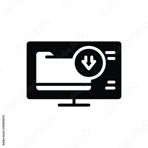 Black solid icon for download 