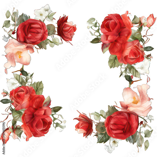 rose frame in white background