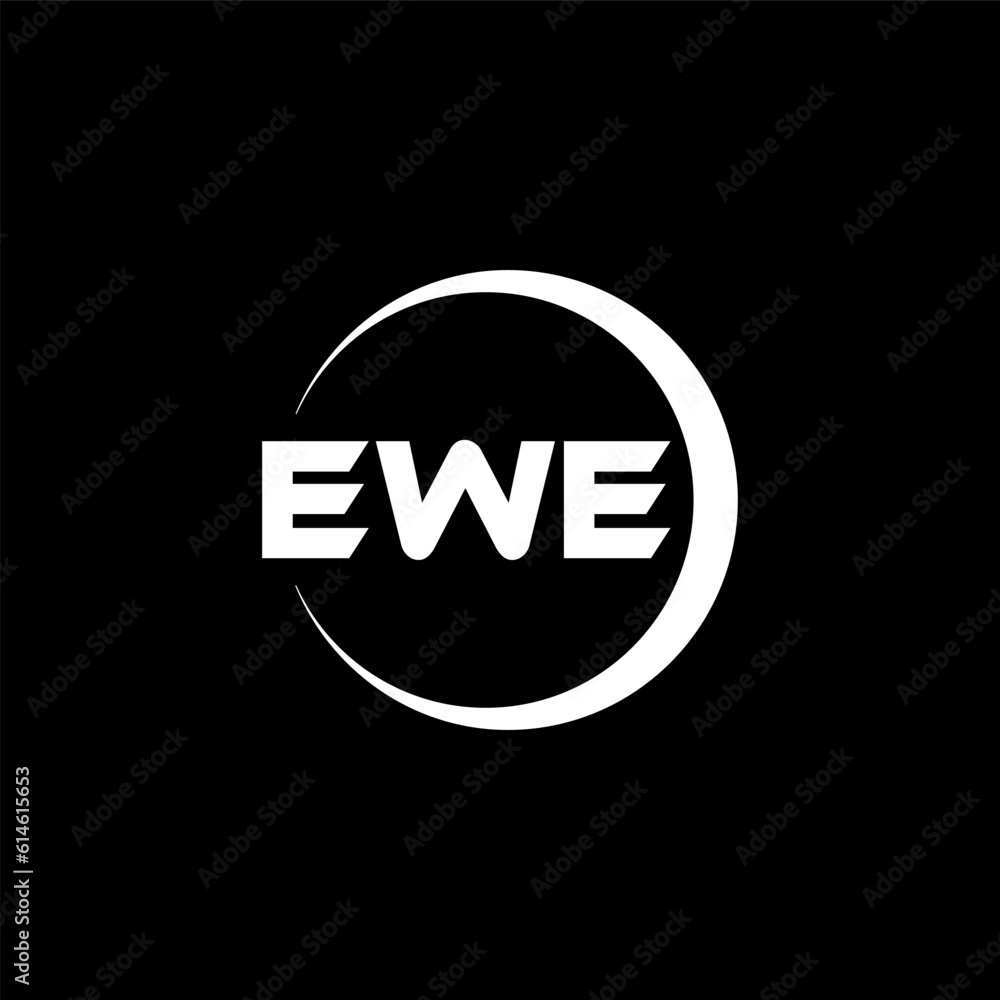 EWE letter logo design with black background in illustrator, cube logo, vector logo, modern alphabet font overlap style. calligraphy designs for logo, Poster, Invitation, etc.